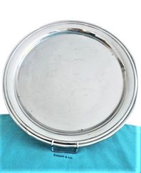 tiffany & co round plate tray regency design silver plated 515gr wide cm 31 centerpiece original vintage 1980s serving p