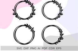 leaf frames bundle svg, wreath frame svg