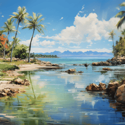 tropical tranquility: the dance of palms and sea