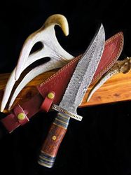 carbon steel knife, hunting knife with sheath, fixed blade camping knife, bowie knife, handmade knives, gifts for men