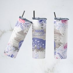 mama tumbler, mama both floral straight tapered wrap skinny tumbler, mom of both floral sublimation skinny tumbler