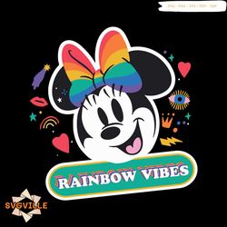 disney minnie mouse pride rainbow vibes svg cutting file