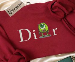 dior x mike wazowski cartoon embroidered sweatshirt, brand cartoon embroidered sweatshirt, custom cartoon embroidered