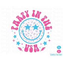 retro party in the usa smiley face png, party in the usa png, 4th of july png, vintage happy face party in the usa png s