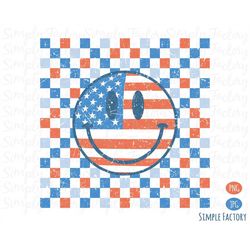 american party checkered flag smile face png, american smiley face png, 4th of july png, happy america flag vintage subl