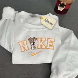 nike x the tramp embroidered sweatshirt, cartoon brand character embroidered sweatshirt, custom embroidered sweatshirt