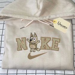 nike x bluey dog embroidered sweatshirt, inspired brand embroidered sweatshirt, brand embroidered hoodie, inspired brand