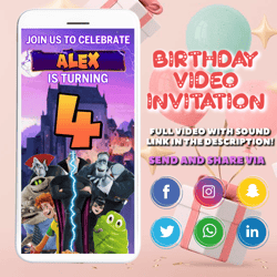 hotel transylvania: transformania invitation, hotel transylvania video invitation, hotel transylvania birthday invite