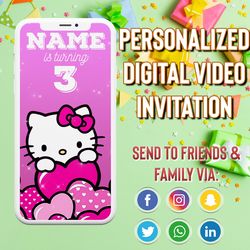 kitty video invitation, birthday party, video invite