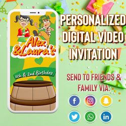 el chavo birthday invitiation, chavo & chilindrina birthday invitation, video animated invitation