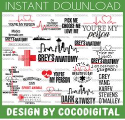 greys anatomy bundle svg png dxf eps, greys anatomy clipart, greys anatomy bundle