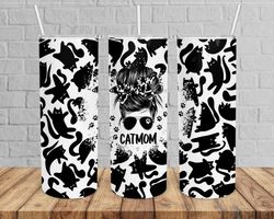 black cat mom tumbler, cat tumbler, black cat mom skinny tumbler