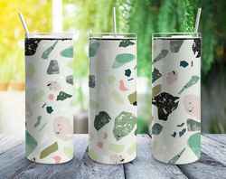 green abstract terracotta tumbler, abstract tumbler, green abstract terracotta skinny tumbler