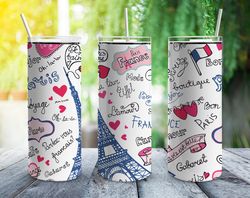 shabby chic paris tumbler, shabby chic paris skinny tumbler