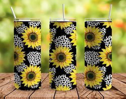 sunflowers zebra print tumbler, sunflowers tumbler, sunflowers zebra print skinny tumbler