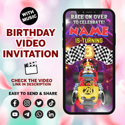 mickey roadster racers animated video invitation for birthday party with a child's photo, mickey racers invitation