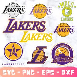 los angeles lakers nba bundle svg - png, los angeles lakers nba designs, los angeles lakers nba layered file.