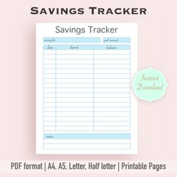 savings tracker, savings tracker printable, savings planner, savings planner template, financial planner template, print