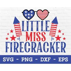 little miss firecracker svg - 4th of july svg, kids 4th of july svg, girls 4th of july svg, 4th of july svg girls, 4th o