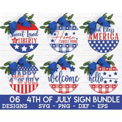 4th of july round sign svg bundle - 4th of july svg, 4th of july sign svg, welcome sign svg, 4th of july door hanger svg