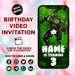 the hulk video invite, the hulk digital invite, the hulk video invitation, the hulk digital invitation, party invite