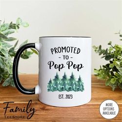 promoted to pop pop est. 2023 coffee  mug  pop pop gift  pop pop mug  pregnancy reveal gift