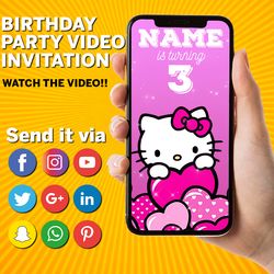 kitty video invitation, birthday party, video invite