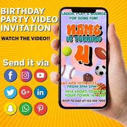 sports birthday invitation, video invitation evite