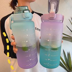 1pc Frosted Gradient Spray Water Cup,Portable Sports Water Bottle