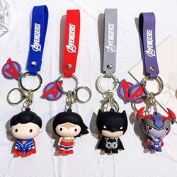 marvel avengers keychains cartoon superhero pvc keyrings figure doll pendant keyholder car key chains