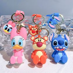 cartoon mickey mouse keychains donald duck winnie pooh keyring disney pvc doll pendant keyholder car bag phone