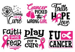 breast cancer svg bundle, cancer awareness svg, cancer ribbon svg, hope svg, faith over fear svg digital download