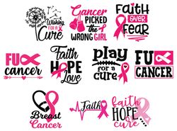 breast cancer svg bundle, cancer awareness svg, cancer ribbon svg, hope svg, pink ribbon svg digital download