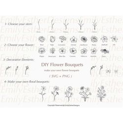 flower bouquet svg | bouquet svg | flower svg | floral svg | daisy flower | svg flower | rose flower svg | flower tattoo