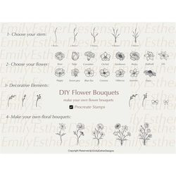 procreate flower stamps | flower stamps | procreate brushes | procreate botanical | procreate floral | bouquet stamps |