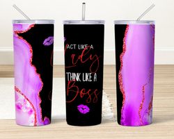 act like a lady think like a boss purple glitter tumbler, act like a lady think like a boss glitter skinny tumbler