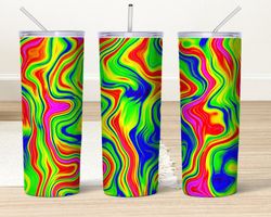 agate neon color tumbler, color tumbler, marble skinny tumbler