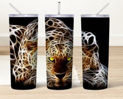 animated abstract tiger tumbler, seamless pattern cheetah background, animated skinny tumbler