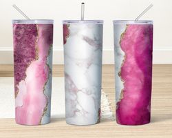 blush pink agate gold marble tumbler, blush pink agate gold marble skinny tumbler