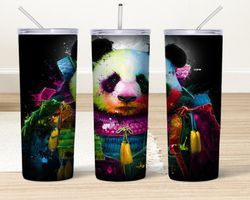 panda bear custom tumbler, panda bear custom skinny tumbler