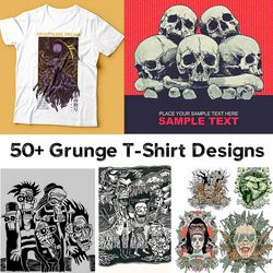 collection of 50 grunge t-shirt designs ready for printing .