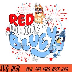 red white bluey svg, bluey bingo svg, bluey fireworks svg