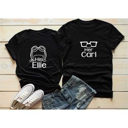 couple shirts, carl and ellie, matching shirts, his ellie & her carl shirts, his and hers, bride and groom, wife and hus