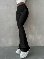 casual simple slim leggings pants solid high waisted fashion long pants women's clothing