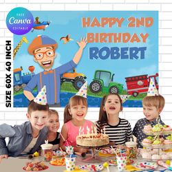 blippi birthday backdrop template, blippi birthday themed birthday banner editable digital instant download