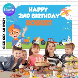 blippi birthday backdrop template, blippi birthday themed birthday banner editable digital instant download