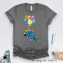 astronaut shirt, outer space shirt, balloons planets shirt, astronaut gift, space gift, outer space art, space birthday