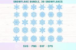 Snowflakes Bundle Svg, 30 Snowflakes Svg