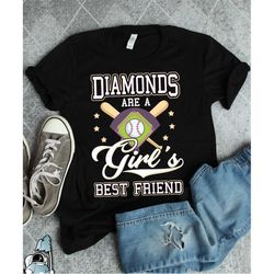 baseball shirt, softball shirt, diamonds are a girls best friend, softball player, baseball player, women's baseball, wo