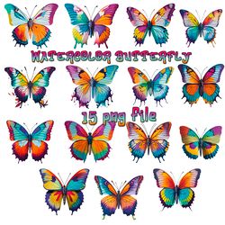 watercolor batterfly digital file 15 png files sublimation digital vector file